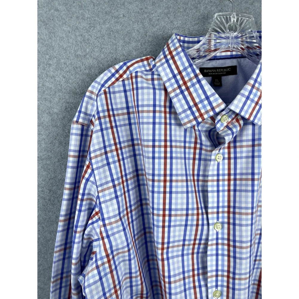Banana Republic Shirt Mens XL Plaid Button Up Long Sleeve Preppy Business Casual